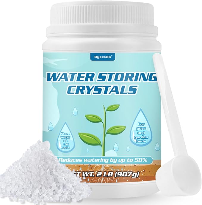 2LB Water Storing Crystals for Plants with Spoon, Water Gel Solves Plant Over-Watering and Drought Problems, Keeps The Soil Moist, Small Water Storing Polymer Crystals for Plants Candle - by Oycevila