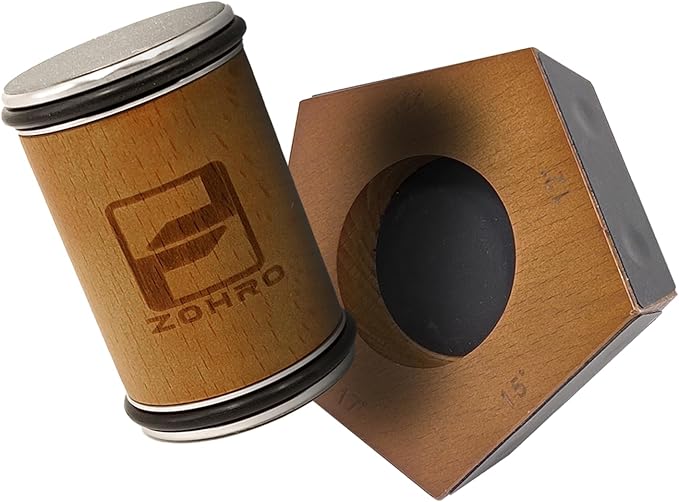 Zohro Rolling Knife Sharpener Kit – 5 Angles (12°/15°/17°/19°/22°) – Beech Wood Base, 304 Stainless Steel, Diamond Disc (400/2000), N52 Magnet – Manual Japanese Blade Sharpener