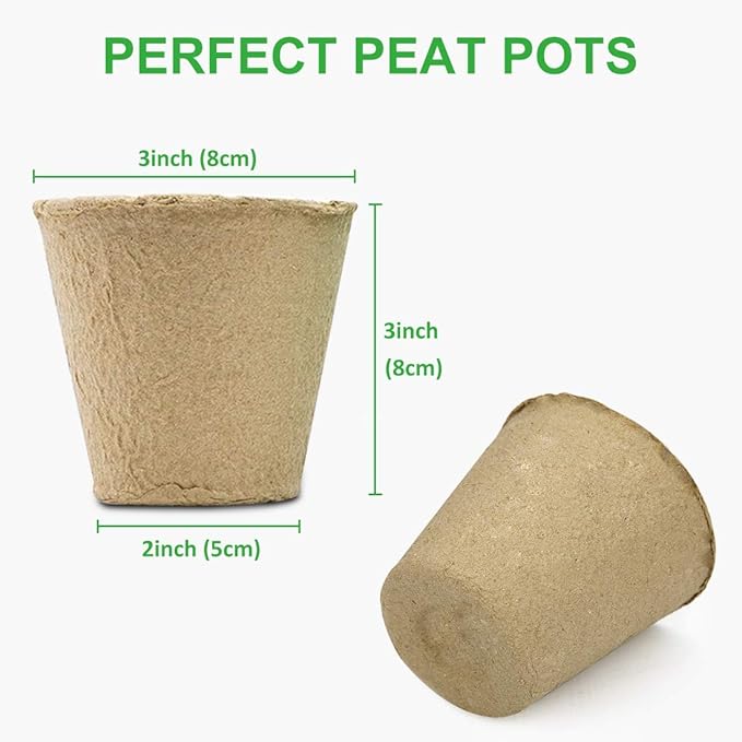 GROWNEER 60 Packs 3 Inch Peat Pots Plant Starters for Seedling with 15 Pcs Plant Labels Biodegradable Herb Seed Starter Pots Kits Garden Germination Nursery Pot