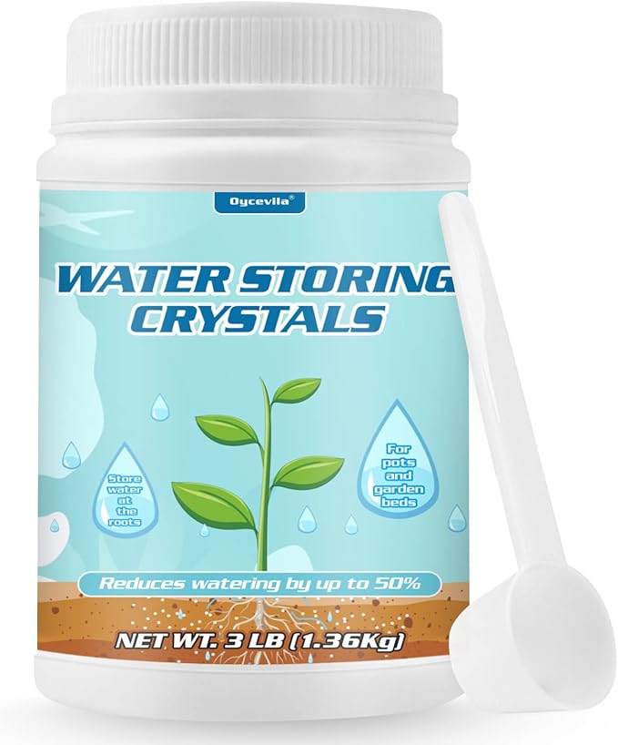 2LB Water Storing Crystals for Plants with Spoon, Water Gel Solves Plant Over-Watering and Drought Problems, Keeps The Soil Moist, Small Water Storing Polymer Crystals for Plants Candle - by Oycevila
