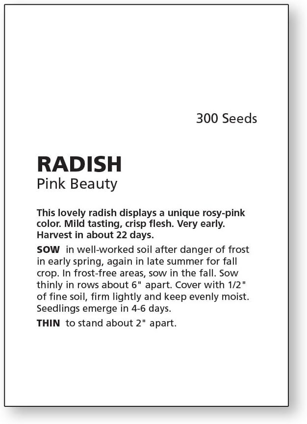 Burpee Pink Beauty Radish Seeds 300 seeds