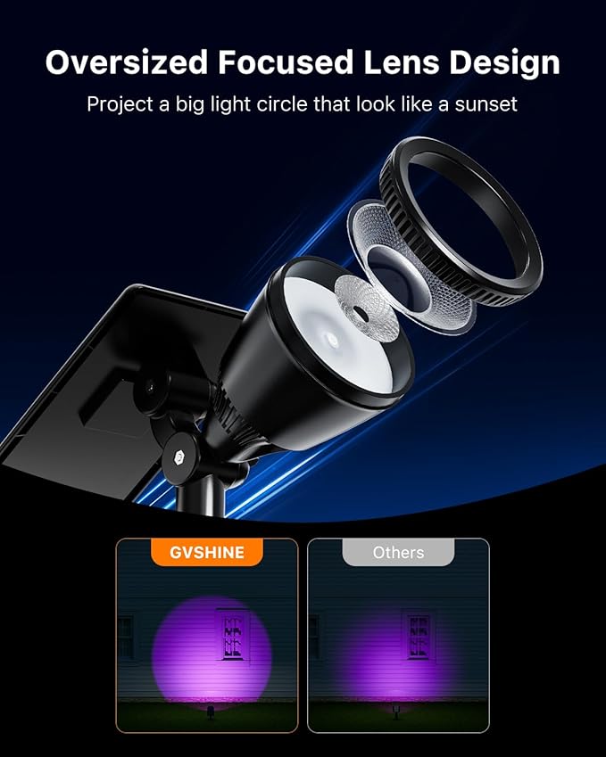 4 Pack Color Changing Solar Powered LED Spotlights Outdoor Waterproof Ultra Bright Sunset Spot Lights for Halloween Inflatable Decorations, Skeletons, Outside Landscape Uplights for Yard, Garden, Path