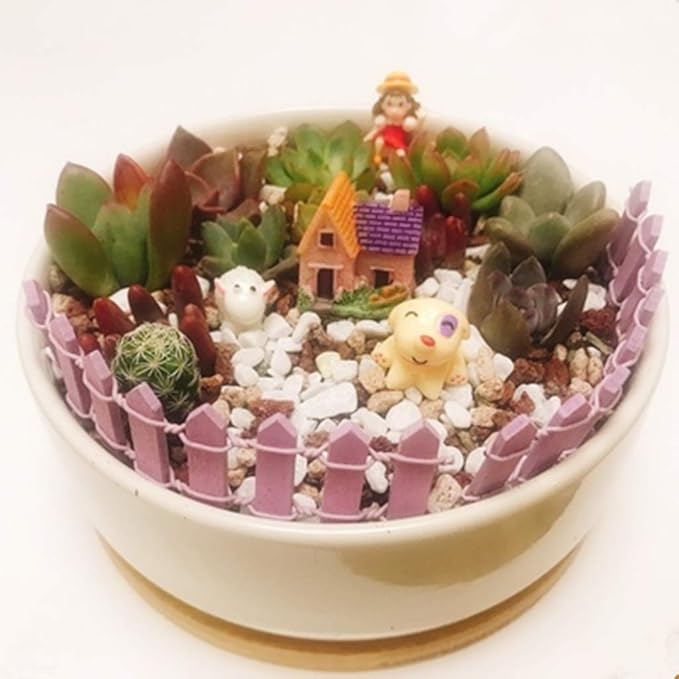 35 Inch 2-Pack Miniature Fairy Garden Fence Wood Decorative Ornament Fence for Dollhouse Succulent Plant Pot DIY Diorama Project Height 2 inch (Wood)
