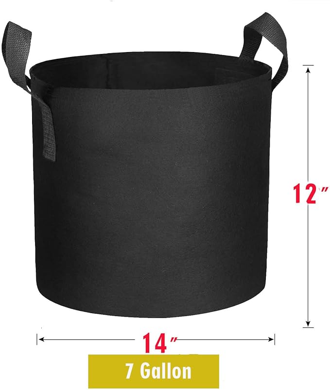 24-Pack 7 Gallon Grow Bags, Heavy Duty Thickened Non-Woven Plant Fabric Pots with Reinforced Handles