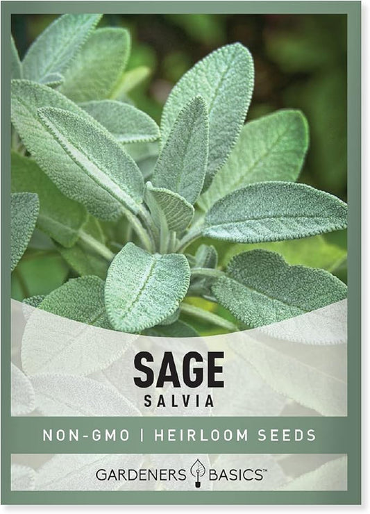 Gardeners Basics, Sage Seeds for Planting Heirloom, Non-GMO Herb Variety- Great for Indoor and Outdoor Gardening