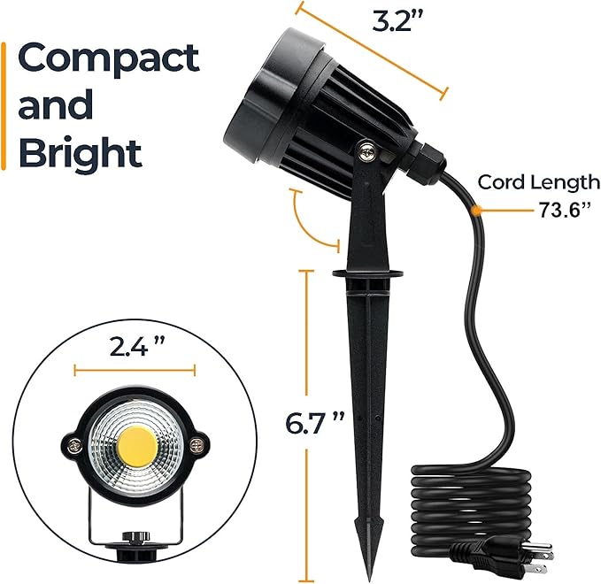 SHOYO Outdoor Spotlights with Timer, Yard Spot Lights 5W 120V Colored RGB LED Landscape Uplights Memory Dimmable with Spiked Stand for Flags Lawn Porch Halloween, 4 Lights