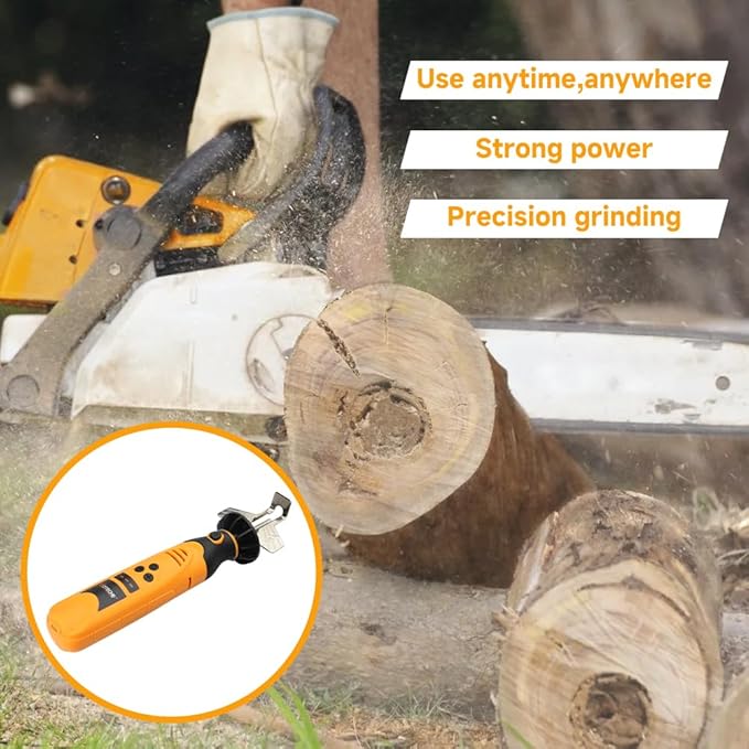 Hoteche Cordless Electric Chainsaw Sharpener Kit Handheld Chains Blade Sharpening Tool with 3 Diamond Sharpening Bits