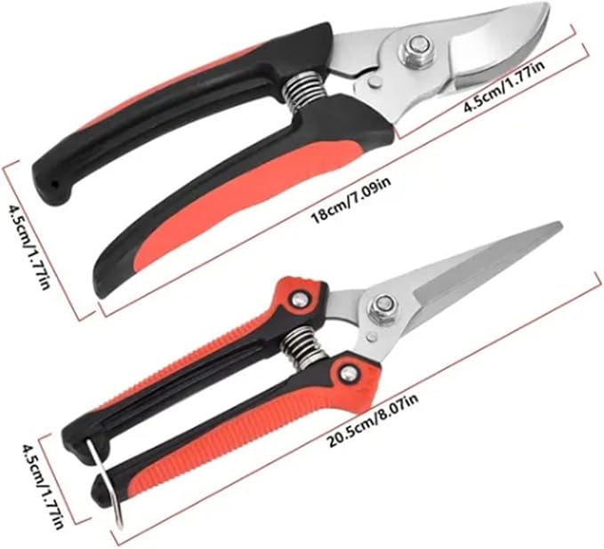 Garden Pruning Shears, Hand Pruner Scissor Tree Trimmers Secateurs Potted Cutters Snips Branch Plant Hedge Clippers Gardening Tool Stainless Steel Blades for Home Loppers Flower Bonsai Trimming