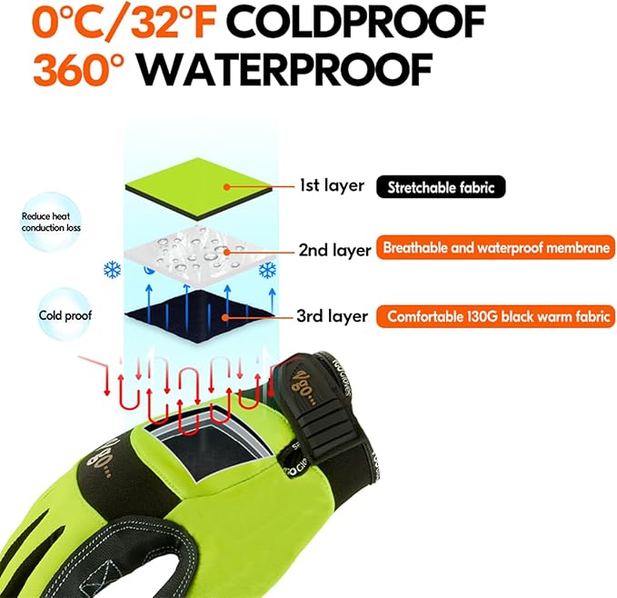 Vgo... 0°C/32°F Winter Men's Lightweighted Lined Work Gloves for Light Duty Works(SL7895FW)