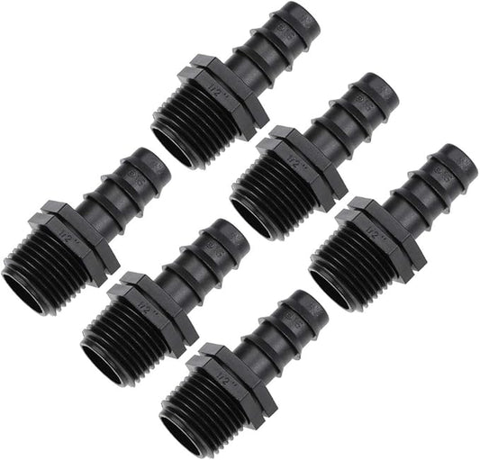 uxcell Barb Drip Pipe Connector 1/2 BSPT Male Thread 16PE Hose Fitting for Garden Agricultural Irrigation System, Plastic 25pcs