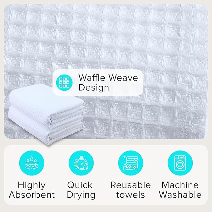 Sauna Blanket Insert Towel - 2 Pack Soft White Cotton Waffle - Comfortable and Easy Home Sessions Minimal Cleanup - Super Absorbent Sauna Towel