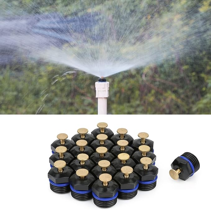 20pcs Atomizing Sprinkler Nozzle,1/2 inch Garden Misting Emitters Adjustable 360 Degree Agricultural Lawn Watering Universal Nozzle Irrigation Micro Spray Heads