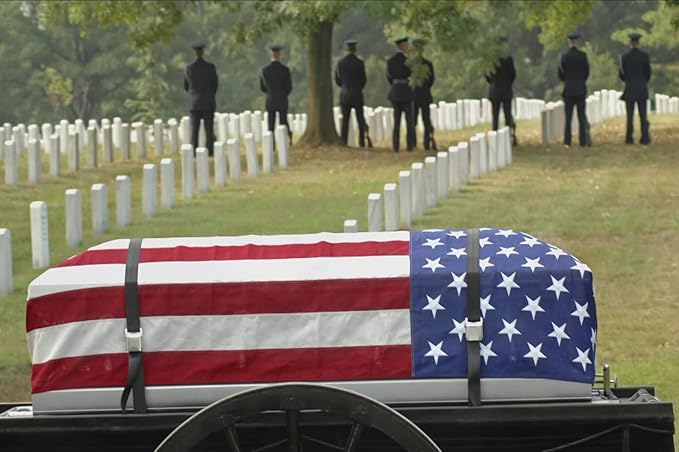 DANF Memorial American Flag 5x9.5 ft Burial Flag 100% Heavy Duty Cotton for Veteran,Embroidered Stars, Sewn Stripes,Brass Grommets US USA Military Flags for Display Case