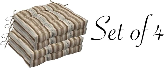 Comfort Classics Inc. Outdoor Wicker Multi Colored Striped wickered seat Cushion (Set of 4) 19L×17.5W×4.25H in. in Polyester