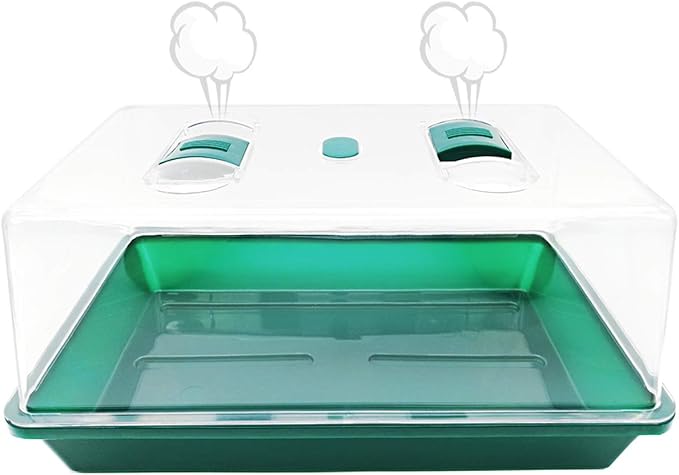 Propagator with Humidity Vents Domes,Heavy Duty Growing Tray Mini Greenhouse for Seedlings,Clones