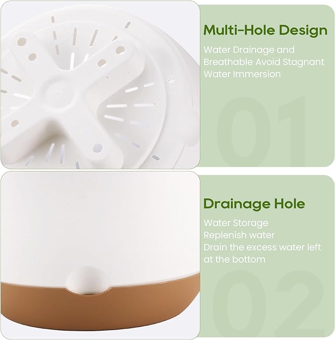 10 Inch Hanging Planter, 2 Pack Hanging Plant Self Watering Pot with Drainage Holes and Saucers, Hanging Baskets Flower Pots with Macrame Rope Hangers for Garden Home -White