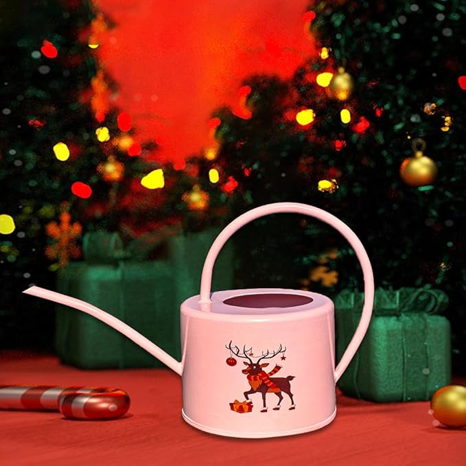 Metal Watering Can for Outdoor and Indoor Plants, Watering Can Decor, 1 Gallon (Pink)