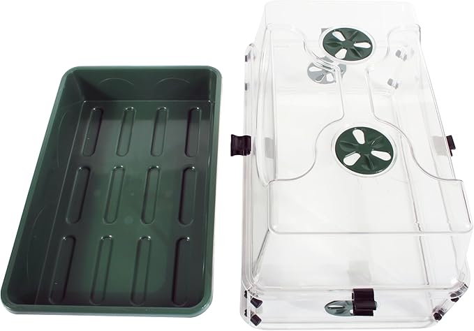 EarlyGrow Medium Seed and Herb Domed Propagator with Vented Side Height Extension and Security Clip Set,Green