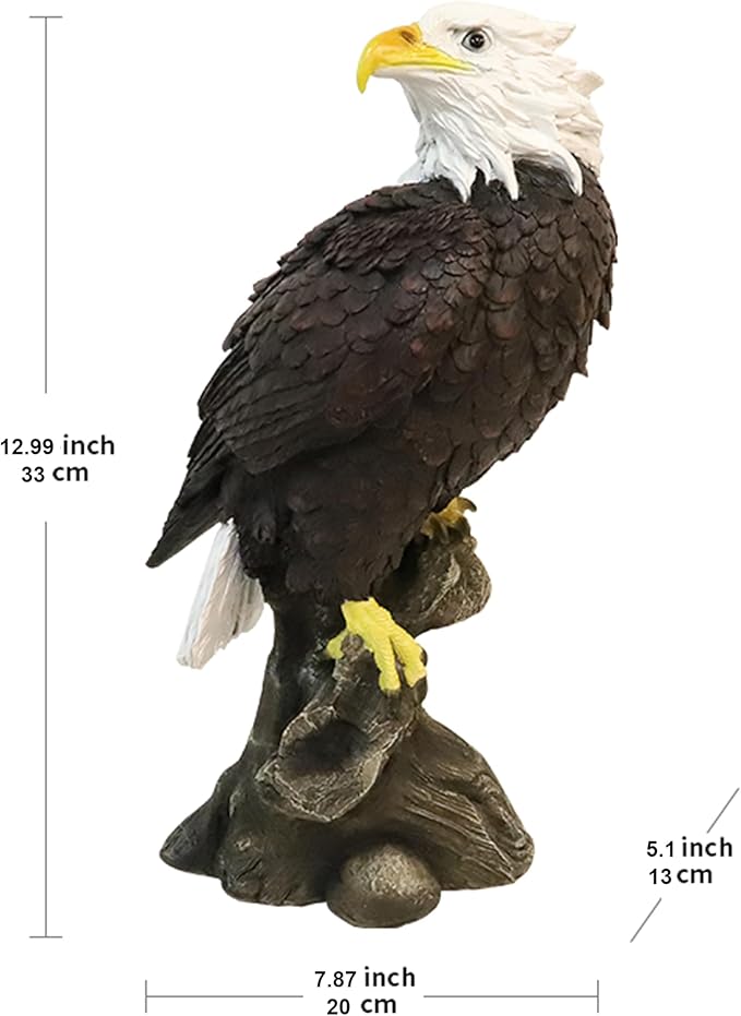 Garden Decor Sculptures Statues Outdoor, Bald Eagle Statue Christmas Animal Decoration, Home Patio Decor Gardening Gifts for Porch,12.99Inch Tall
