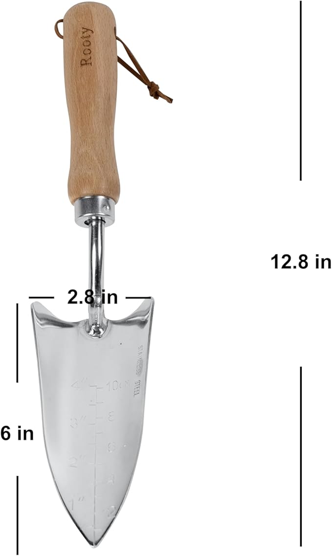 Rooty Gardening Tool Set 3 Pieces Stainless Steel Heavy Duty Gardening Kit Includes 2 Sizes of Hand Trowels and Cultivator Easy for Garden Cultivating Soil Lossening Transplanting Digging