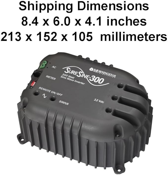 Morningstar SureSine Classic 300W Pure Sine Wave Inverter (SI-300-220V) - DC to AC Converter, 12VDC, 220VAC, 50Hz - for Residential, Mobile, and Industrial Solar/Non-Solar Systems