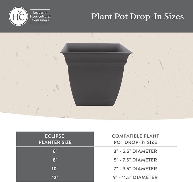 The HC Companies 6 Inch Eclipse Square Planter with Saucer – Indoor Outdoor Plant Pot for Flowers Vegetables Herbs, Cappuccino (Pack of 4)