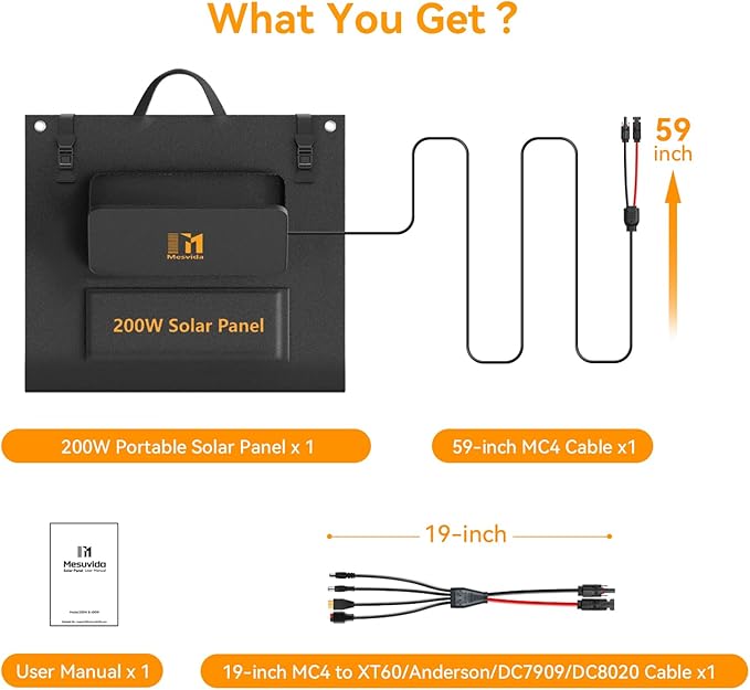 200 Watt Portable Folding Solar Panels IP68 Waterproof ETFE Coating 24V MC4 Output for Power Stations Solar Generator Camping Off-Grid RV Emergency Backup Hurricane