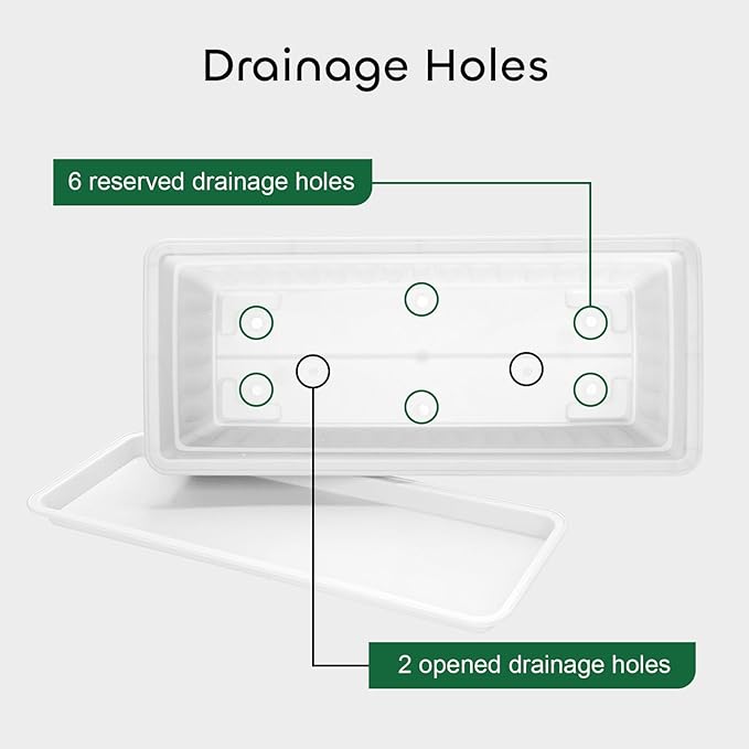 GROWNEER 3 Packs 17 Inches White Flower Window Box Plastic Vegetable Planters Long Pots with 15 Pcs Plant Labels for Outdoor Indoor Windowsill Patio Garden Home Decor Porch