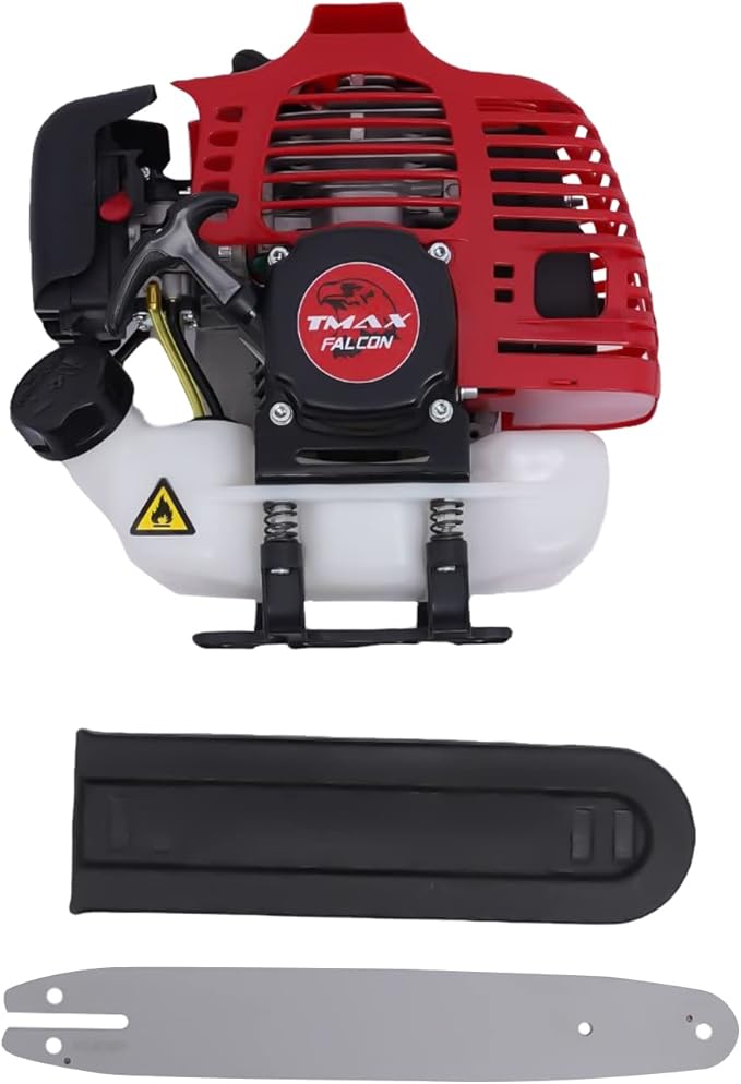 1.4kw 4-in-1 Gas Lawn Mower, 51.7cc 0.3gal Hand-held G-as L-AWN M-ower, 2-Stroke 9.84in Round Blade Diameter Gas Lawn Mower with Silencer, 6500rpm, Heat Dissipation Holes