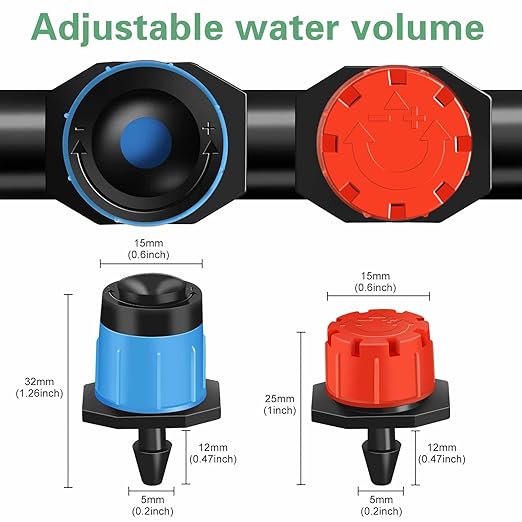 Drip irrigation emitters, 150+30Pcs/set drip irrigation parts for garden watering system, Adjustable nozzle drip irrigation spray nozzle, Used in vegetable gardens, gardens, orchards, etc,automatic