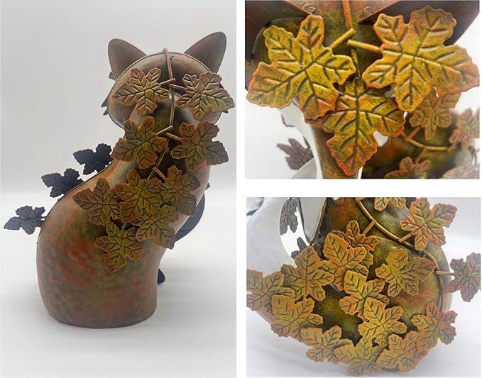 coolboy Garden Metal Fox Outdoor Statues,Interesting Maple Leaf Fox Sculpture for Patio Lawn Home Decor,Garden Art Decoration Ornament for Indoor,Terrace, Lawn,Yard,Animal Decorative