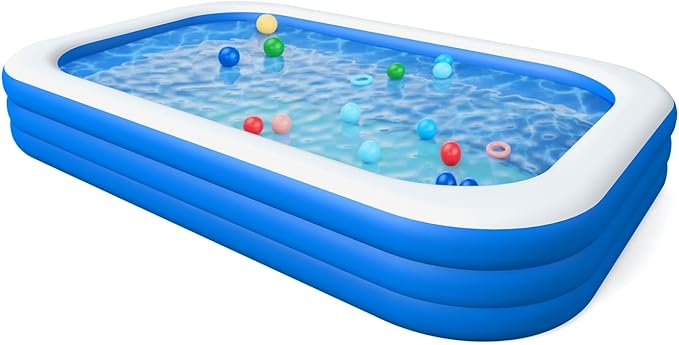 Inflatable Swimming Pool, Blow up Pools, Above Ground Swimming Pool for Family, 103 x 69 x 24 inch Full-Sized Inflatable Pool for Kids for Outdoors, Backyard