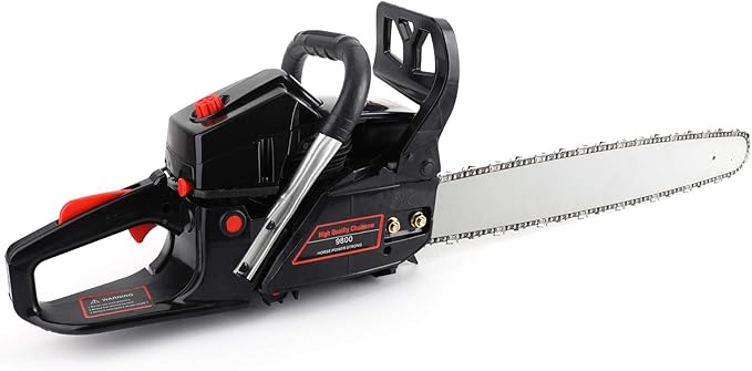 Topteng Gasoline Chainsaw 22 Inch, 62cc Chainsaw 22" Bar Powered Engine 2 Cycle Gasoline Chain Saw, Red