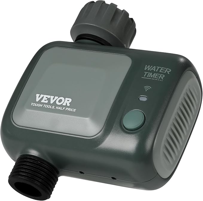 VEVOR WiFi Sprinkler Timer, Single Outlet, Smart Hose Faucet Water Timer with Brass Inlet, APP Control via 2.4Ghz WiFi or Bluetooth, Voice Control with Alexa Google Assistant, IPX6 for Yard Watering