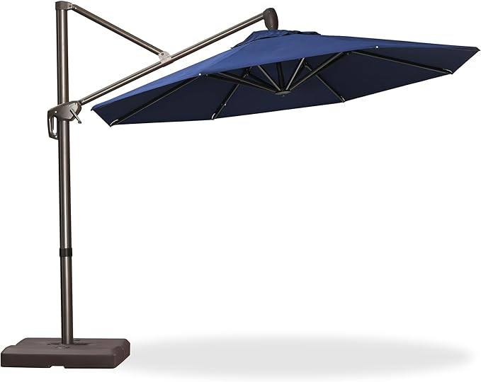 PURPLE LEAF 10FT Cantilever Patio Umbrella with 360-degree Rotation Aluminum Round Outdoor Offset Hanging Umbrella for Patio Pool, Spectrum Indigo