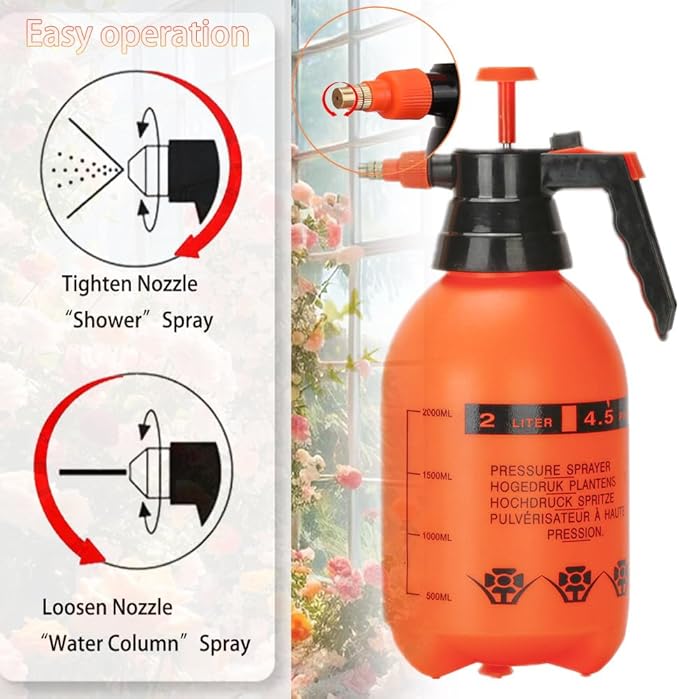 MRPAPA 2L Handheld Garden Pump Sprayer, 2 Pack Plant Mister Water Spray Bottle with Adjustable Brass Nozzle 0.5Gallon Sprayer Mist Bottle for Indoor, Outdoor Gardening and Home Cleaning