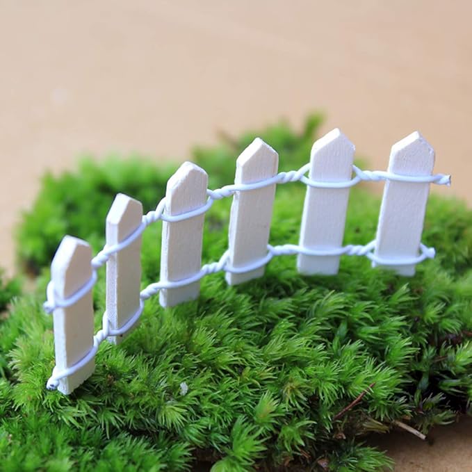 35 Inch 2-Pack Miniature Fairy Garden Fence Wood Decorative Ornament Fence for Dollhouse Succulent Plant Pot DIY Diorama Project Height 2 inch (White)