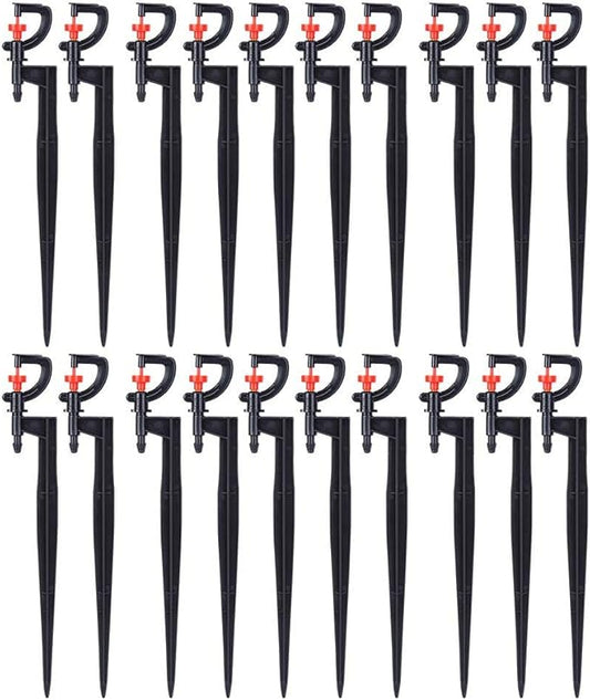 Irrigation Sprinkler, 20pcs Plastic Watering Nozzle G‑Type 360 Degree Rotation Sprinkler Accessory for Garden Agriculture Courtyards Lawn 9.1x1.2x0.4in