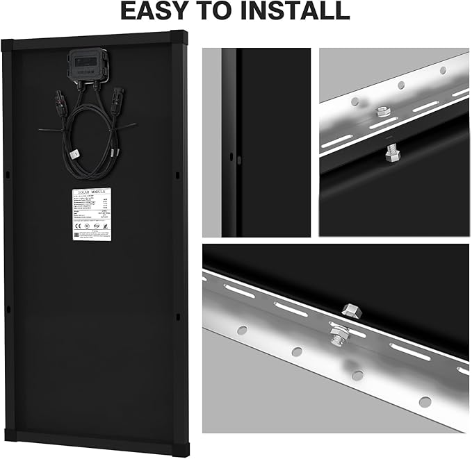 100 Watt Solar Panel Kit 100 Watt 12 Volt Monocrystalline Solar Panels 10A Solar Charge Controller, Solar Cables, Z-Mounting Bracket for RV Rooftop Marine Boat Trailer Camping Off-Grid Application
