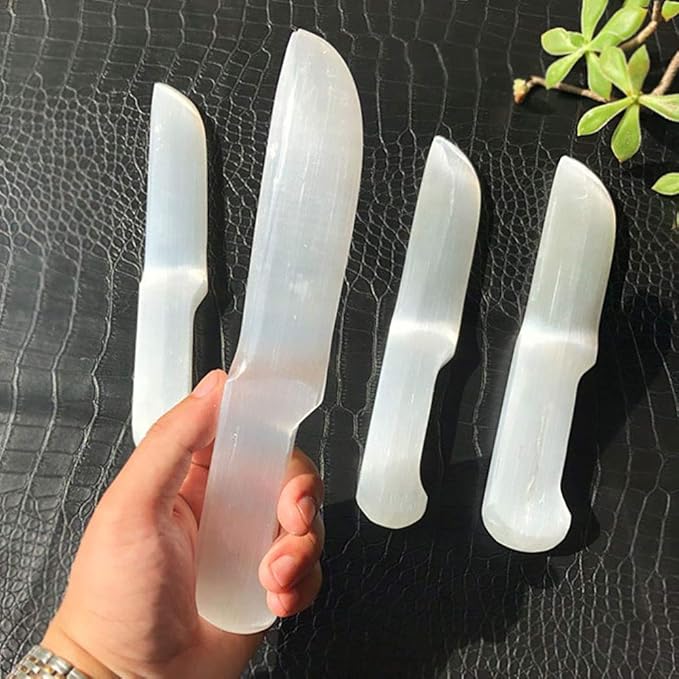 JIC Gem Selenite Crystal Knife White Crystals and Healing Stones for Cutting Etheric Cords 1pc 7.8-10 Inch