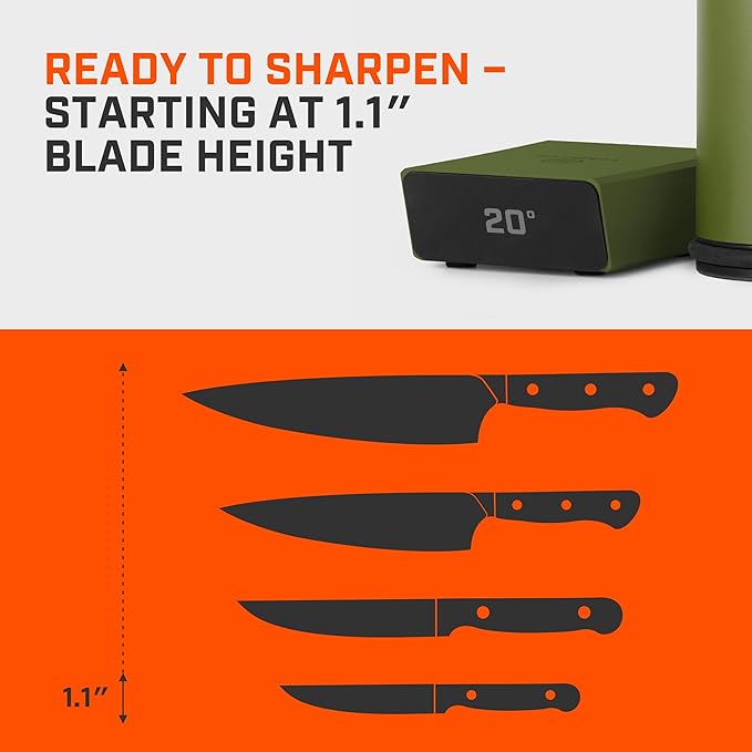 TUMBLER Pro Rolling Knife Sharpener™ - Knife Sharpening Made Easy - Sharpening Kit with Removable Disc System - Includes 4-Layer Diamond Sharpening Disc & EdgeBoost Ceramic Disc (Forest Green)
