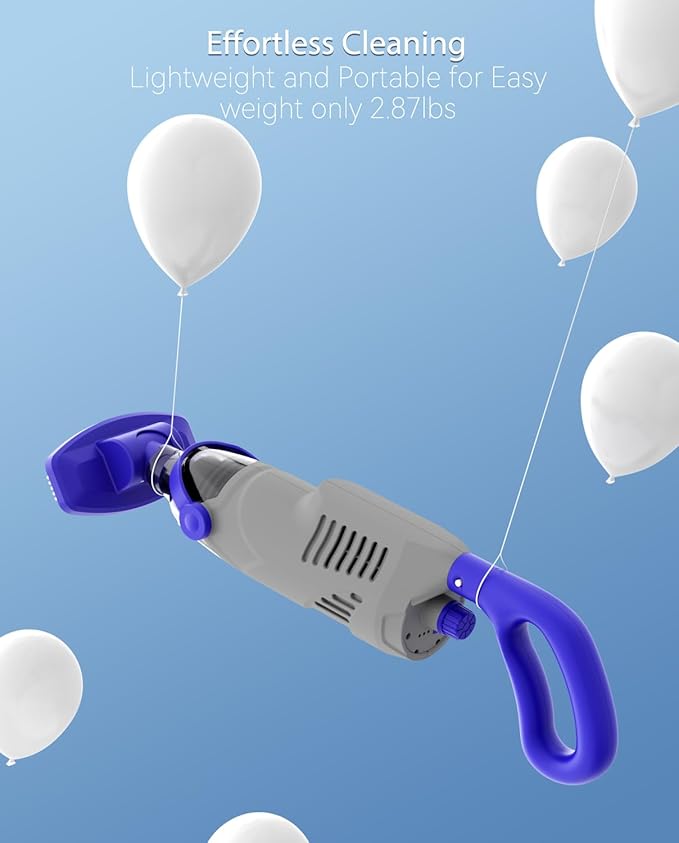 Cordless Pool Vacuum for Above Ground Pool, 60W Rechargeable Handheld Pool Vacuum Cleaner with Pole & 18GPM Suction, Spa Vacuum for Hot Tub, Above Ground/Inground Pools-Grey