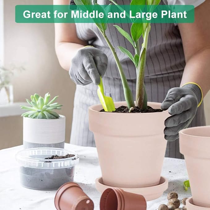 vensovo 8 Inch Pink Clay Pot for with Saucer - Large 2 Pcs Terra Cotta Plant Pot with Drainage Hole, Flower Pot with Tray, Terracotta pot for Indoor Outdoor