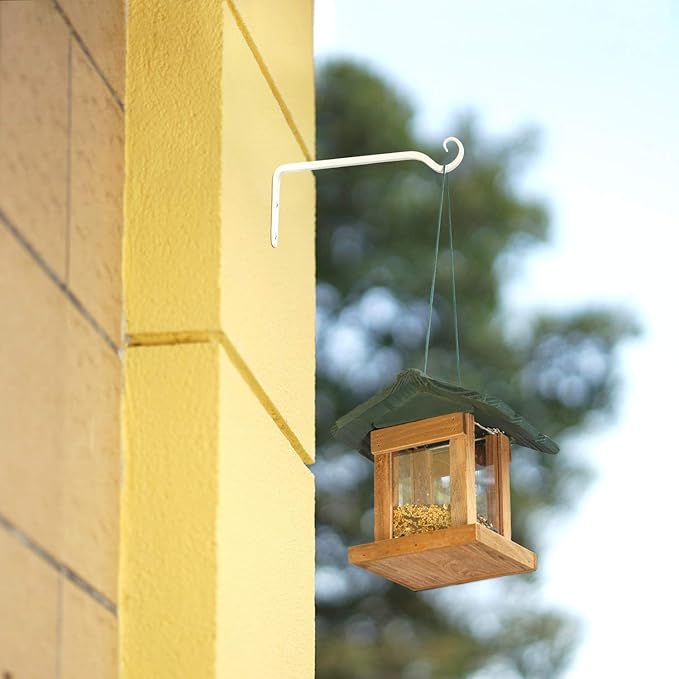 Mkono Hanging Plant Bracket 10 inch Metal Wall Plant Hook Decorative Plant Hanger for Bird Feeders, Planters, Lanterns, Wind Chimes, Home Decor Indoor Outdoor 4 Pack,White