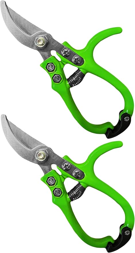 GARDEN GURU Ergonomic Garden Snips Clippers - Professional Hand Pruner Pruning Shear Scissors with Comfort Grip Handles for Gardening Trimming and Yard Work – High Carbon Steel (2 Pack)