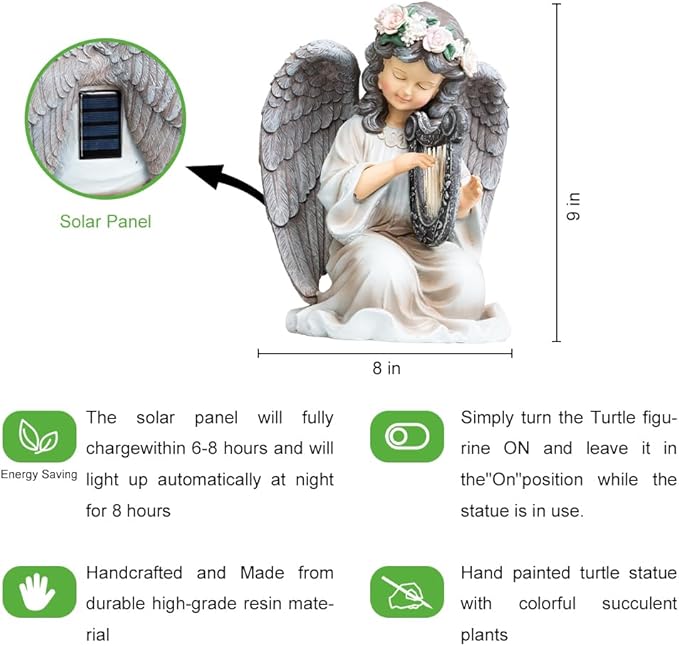 Solar Garden Statues Outdoor Angels Lights, Unique Housewarming Garden Gifts for Women Mom Wife Grandma and Sisters,Cute Angels Sculpture Decoration for Patio, Terrace, Balcony, Lawn