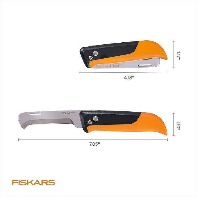 Fiskars Folding Knife for Produce Harvesting, Foldable Gardening Hand Tool with Ergonomic Design