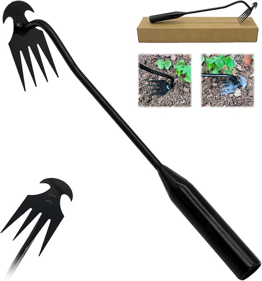 Weeding Artifact Uprooting Garden Weeding Tool, Upgraded Weed Removal Tool, Stainless Steel/Manganese Steel Weed Puller Manual Weeders for Home Gardening Yard Farmland (12in Black Metal Handle)