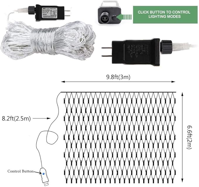 Net Light Mesh Lights, 240LED Timer Tree Warp Fairy Lights Outdoor Pulg in Hanging String Light for Christmas, Halloween, Garden, Walkway, Bushes Decor-9.8ft x 6.6ft(Warm White)