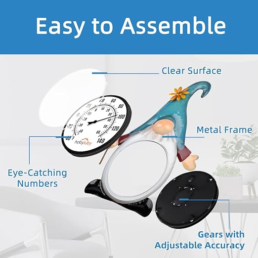 Indoor Outdoor Thermometer, Gnome Wall-Mounted Thermometer Waterproof for Patio Garden Yard & Living Room, No Battery Needed